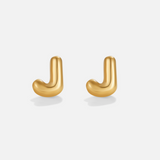Gold Bubble Letter Earrings