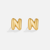 Gold Bubble Letter Earrings