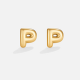 Gold Bubble Letter Earrings