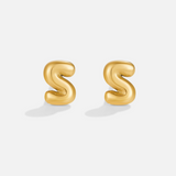Gold Bubble Letter Earrings