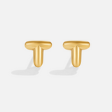 Gold Bubble Letter Earrings