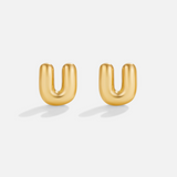 Gold Bubble Letter Earrings