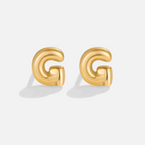 Gold Bubble Letter Earrings