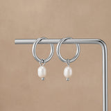 Freshwater Pearl Bella Silver Hoop Earrings