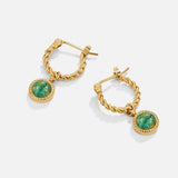Aventurine Twisted Hoop Earrings