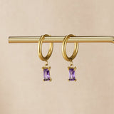 Avery Purple Crystal Drop Earrings