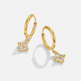 Crystal Four Leaf Clover Drop Earrings