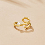 Geometric Gold & Pearl Ring