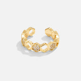 Gold & Crystal Honeycomb Ring