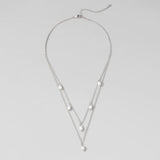 Kayla Pearl Drop Layered Silver Necklace