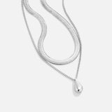 Layered Silver Bella Teardrop Necklace