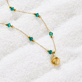 Nerissa Gold Shell & Green Bead Necklace