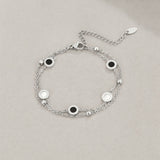 Onyx & White Stone Silver Bracelet