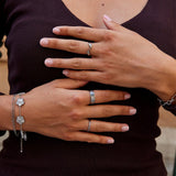 Silver Crystal Clover Band Ring