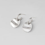 Silver Disc Drop Earrings