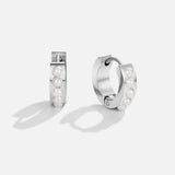 Silver Eula Pearl Hoop Earrings