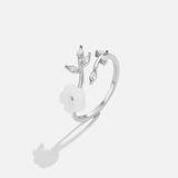 Silver White Blossom Flower Ring