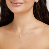 Solitaire Silver Pearl Necklace