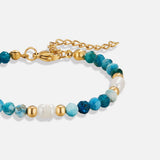 Turquoise Blue & Pearl Bead Bracelet