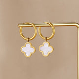 White Clover Hoop Earrings