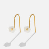 White Petal Shell Drop Earrings